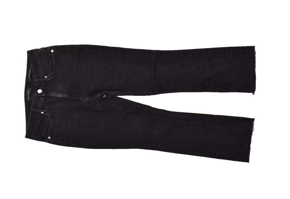 Banana Republic Women's Black Mid-Rise Crop Flare Jeans Size 27 Raw Hem Zip
